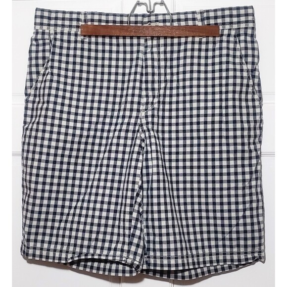 IZOD Shorts Mens 34 Waist Blue and White Checks Cotton - Picture 1 of 4
